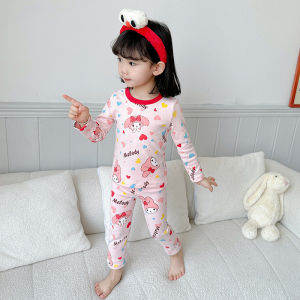 Kids Cotton Terno Sleepwear Long Sleeves Pure Cotton Cute Kuromi Cartoon Pattern Pajamas for Girls 2-10 Years Old