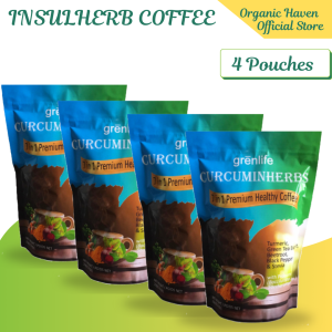 CURCUMINHERBS [4 Pouch] 100% Organic Turmeric Curcumin Herb Coffee Natural for Arthritis Gout Joint Pain High Antioxidant Capacity Helps Alzheimers Disease Heart Problem Uric Acid Bioactive Compounds Boost Brain-Derived Neurotrophic Curcumin Elixir