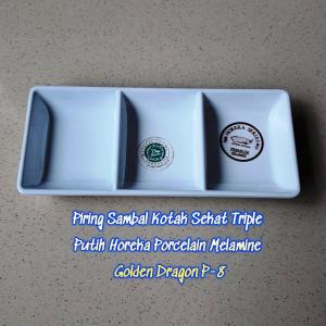 Tempat Sambal Sekat Triple 7" Horeka Melamine - Golden Dragon P-8