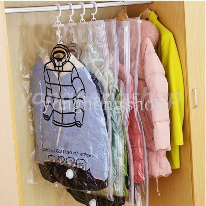 Hanging Clothes Vacuum Bags with Hanger Space Saver Closet Storage Seal