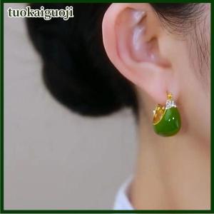 tuokaiguoji 1คู่เกาหลีต่างหูหยดน้ำสีเขียวเพทายสำหรับผู้หญิงต่างหูรูปทรงเรขาคณิตแบบเรียบง่ายไม่เหมือนกันเครื่องประดับสำหรับงานปาร์ตี้