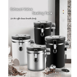 【i Cafilas】[SCT] 1800ml Coffee Bean Powder Tank Container Breathing Can Convenient Stackable Strong Sealed Storage Keep Fresh One Way Exhaust Valve Vacuum Date Record Month Large Capacity 304 Stainless Steel