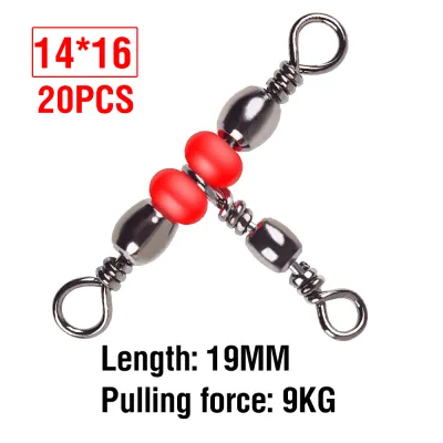 20PCS High Strength Ball Bearing Swivels 3 Way Swivel Fishing Ring Fishing Lure Line Connectors Test 20lb-99lb Fishing Tackle Bearing Connector Solid Welded Rings Fishing Gear