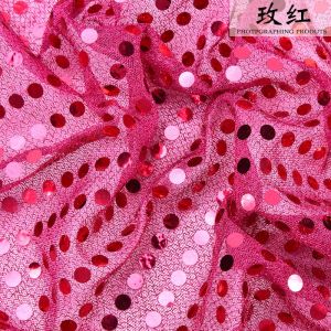 Metal Sequin Mesh Glitter Handmade DIY Fabrics 6mm Sequins Beads Clothes Wedding Decoration 0.5 Meter