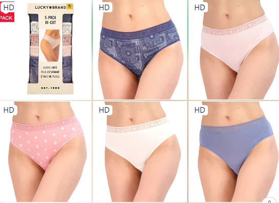 Chính hãng Mỹ]Set 5 quần lót nữ Lucky brand women hi cut panties