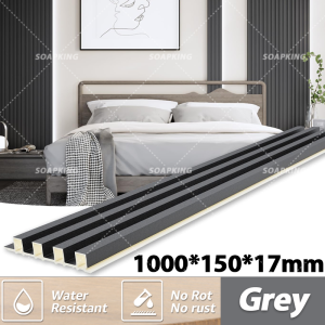 Wall Panel Waterproof Board PVC Grille Modern 3D Solid Ecological Wallpaper Wood Design Home Living Office Room Wall Decor Stickers Waterproof TV Background Wall 3D Wallpaper