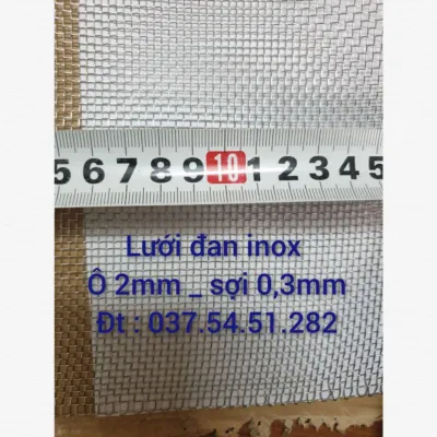 Lưới inox ĐAN INOX 304 (10mesh) : ô 2mm - sợi 04mm( hoặc ô 1mm /ô 14mm /ô 05mm)