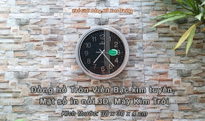 Đồng Hồ Treo Tường KIM TRÔI EASTAR Tròn Viền Vàng/Bạc Kim Tuyến – Mặt số in Nổi 3D – Tặng Pin Maxell – Bảo Hành 1 Năm