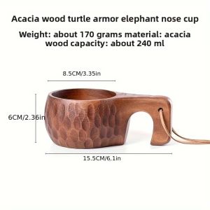 xpkQ Handcrafted Walnut Wood Coffee Cup with Handle Portable Teaware for Camping Travel Outdoor Cup Walnut Wood Cup P7Q2M