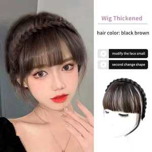 LHS.PH SHOP Bangs Wig Headbands Neat Fringe Bands with Braids Hair