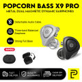 POPCORN BASS X9 PRO Earphone Surging Bass Dual Magnetic Drivers Headphone Type C Earbuds Bluetooth Pluggable Design DJ Headsets. 