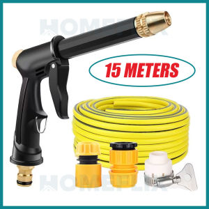 15M Water Hose High Pressure Water Hose PVC Garden Hose with Spray Nozzle for Car Wash Water Spray - Homeflix