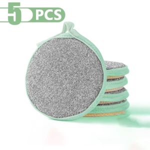 LINHU Scouring Pad Kitchen Dishwashing Sponge Kitchen Clean Tools Reusable Wipe The Pot Sponge Double-sided Oil-free Dishwashing Cloth