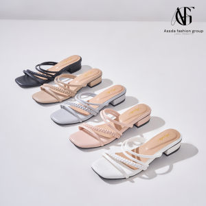 ASD06 /Heels Hak Tahu 3 Cm Sandal Wanita Model Tali Kepang Slip On Daily Casual - Acara Formal/sandal mulessandal santai/sandal talisandal nyamansandal elegansandal kekinian/BISA COD