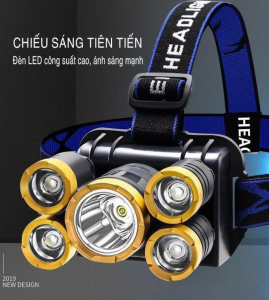(MIỄN SHIP TOÀN QUỐC) Đèn pin chiếu sáng đội đầu 5 bóng siêu sáng hot trend 2022