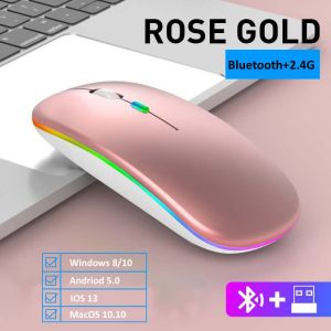 【Local shipment】Mouse Bluetooth and Wireless Rechargeable Wireless Gamer LED RGB 2.4 GHz BT 5.0 Compatible with mobile Notebook Computer Tablet