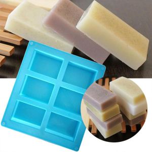 6 Lubang Cetakan Sabun / Kue Homemade Diy Bentuk Persegi Panjang Bahan Silikon Cetakan Sabun Kotak