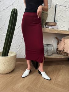 DINA Slit Spandex Skirt - Rok Jersey Span Lidi - Rok Bodycon - Rok Hijab Lurus - Rok Kantor Hitam Polos