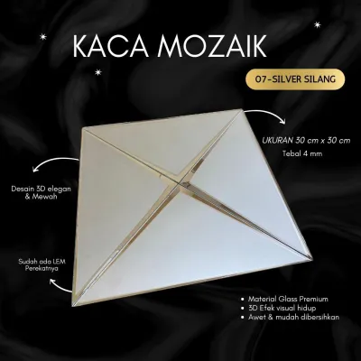 KACA CERMIN BEVEL MOZAIK / TEBAL 4MM / UKURAN 30CM X 30CM / SUDAH TERMASUK PEREKAT
