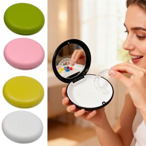 CRUSHES Waterproof Invisible Braces Storage Box Large Capacity ic Denture Organizer Portable with Mirror Aligner Case for HomeTravel