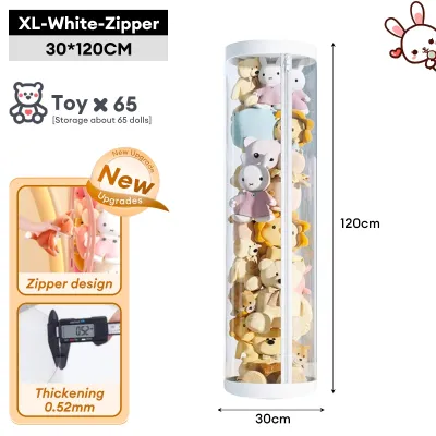 JJ.SG PVC Doll Storage Box Transparent Cylindrical Toy Storage Bucket Large-capacity Dustproof Doll Storage Organizer
