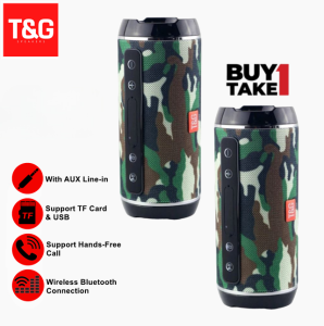 T&G TG-116 Bluetooth V5.0 Super Bass Portable Wireless Speaker with TF Card USB AUX In and FM Radio Function