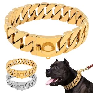 LUCKY CLAW Stainless Steel Strong Large Gold Chain Cathrow Doberman Titanium For Large Dogs Dog Chain Pet Supplies Pet Collar Dog Necklace