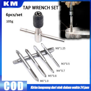 Usefultools Hand Tap set M3-M8 6 PCS plus Gagang Handtap Membua Drat/Hand Tapping Baut M3-M8