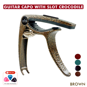 RIXTON 2021 Newest Guitar Capo with Pick Slot Metal Wood Grain Guitar Capo Quick Change Clamp Key Acoustic Classic Guitar Capo for Tone Adjusting with free 1pc Guitar Picks