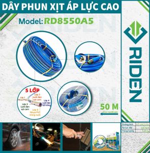 ỐNG DÂY XỊT THUỐC SÂU 8.5MM 5 LỚP CUỘN 50M 320 BAR DÙNG PHUN THUỐC DÂY XỊT RỬA XE ÁP LỰC CAO HIỆU RIDEN RD8550A5
