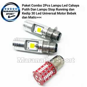 Paket Combo Lampu LED Universal Motor Bebek/Matic Cahaya Kontras & Kedip 30 Mata