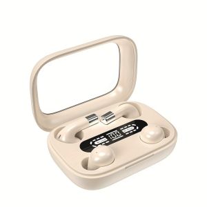 Elegant Beige TWS Wireless Earbuds for Couples - HiFi Sound In-Ear Noise Reduction Wireless Sports Headphones with Mic Type-C Charging Earbuds Wireless Zweicx