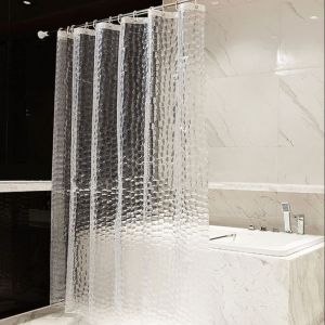 【SG】180 x 180CM Shower Curtain Clear Shower Curtain Liner Waterproof With 12 Hooks Shower Curtain for Bathroom
