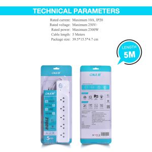🆕มาใหม่ 🚀ส่งเร็ว🚀 OKER รางปลั๊กไฟ 5 ช่อง 1สวิตซ์ มาตรฐาน มอก. PLUG 5 WAYS [ PC-2969 ยาว 3M ] [ PC-2971 ยาว 5M ] #DM