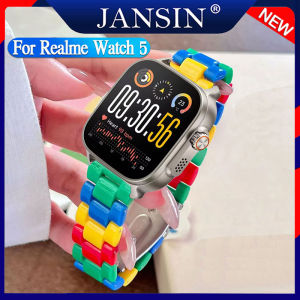 Rainbow Strap For Realme Watch 5 Smart Watch Band Candy Color Resin Bracelet