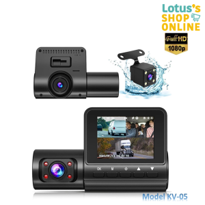 เค-ท็อป กล้องติดรถยนต์ กล้องหน้า-หลัง 3 กล้อง รุ่น KV-05 สีดำ