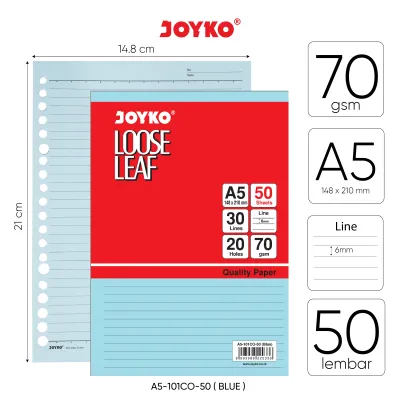 Loose Leaf Color Isi Kertas File Binder Warna Joyko A5