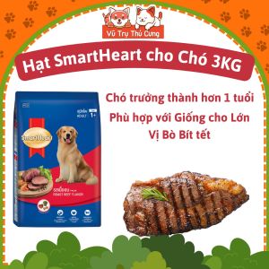 THỨC ĂN CHO CHÓ Dạng hạt Smartheart - Dành cho chó con chó trưởng thành Vị bò nướng & Sữa Xuất xứ Thái Lan