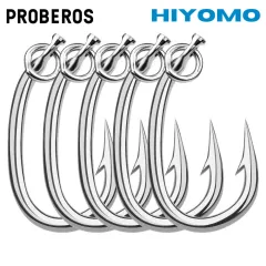 PROBEROS 5pcs Deep Sea Fishing Hooks Set Stainless Steel 6/0#-12/0