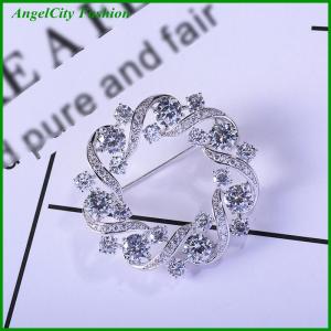 AngelCity Fashion Store Fashion Silver Rhinestone Round Wreath Brooches For Women Clothing Coat Jewelry Accessries Gift