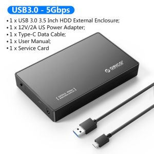 ORICO 3.5 Inch HDD Enclosure SATA to USB3.0 / USB 3.1 Gen 1 Type C Hard Drive Case for SSD Disk UASP 18TB With Power Adapter (3588C3)
