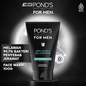 PONDS Skin Institute for Men Anti Acne & Oil Control ICY FOAM 100g - FACIAL WASH Pria Melawan Jerawat & Minyak Berlebih