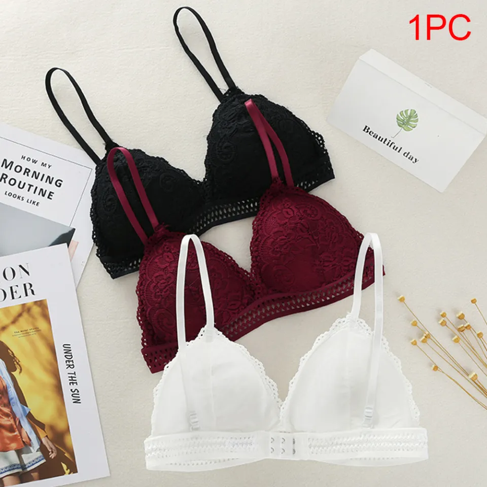 【PrettySet】Thin Sex French Style bra Bralette Lace Wireless Triangle Cup  Women Lingerie Soft Bra Seamless Underwear Deep V Girls Hot | Lazada PH