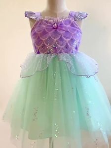 Girls Mermaid Princess Dress Summer New Style Baby Girl Strap Dress Childrens Halloween Performance Costume Dress
