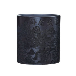 壶芝宴宜兴紫砂茶具原矿石黄泥料刻绘卧虎藏龙紫砂主人杯品茗杯