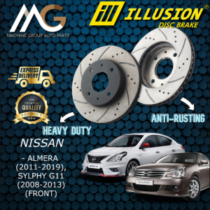 Illusion Nissan Almera (2011 - 2019) Sylphy G11 (2008-2013) Front Sport Disc Rotor & Brembo Brake Pad Anti Rusting