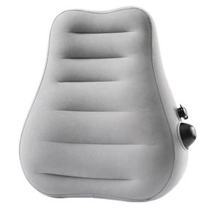 Convenient Inflatable Backrest Pillow Soft PVC Flocking Lumbar Pillow for Car PlaneTrain Use Back Support Relaxation