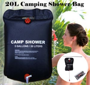 20L Portable Shower Heating Pipe Bag Solar Water Heater Shower Bag for Outdoor Camping Sun