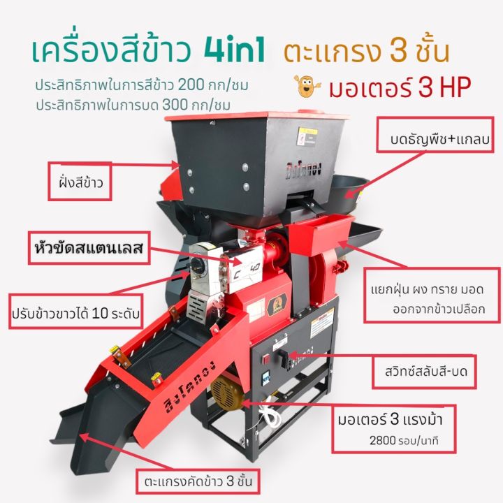 เครื่องสีข้าว สิงโตทอง 8 ฟังก์ชัน รุ่น TST5.0-PLUS