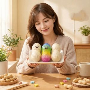 AMELY 12pcs Slow Rebound Peanut Squeeze Toy Sludge Texture Realistic Peanut Pinch Le Funny Decompression Stress Relief Toy Gift Giving